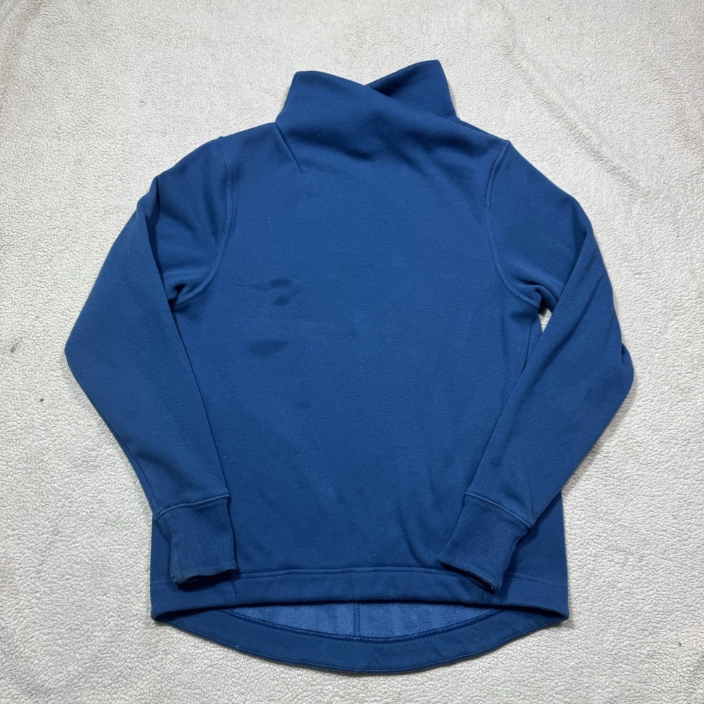 Athleta Cozy Karma II Sweatshirt Womens Small Blue Fleece Cross Mock Neck Top